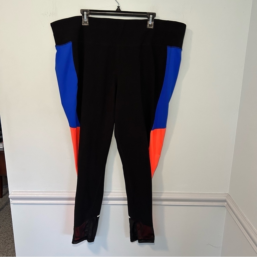 LIVI Active Black Orange & Blue Side Stripe Leggings Size 26/28